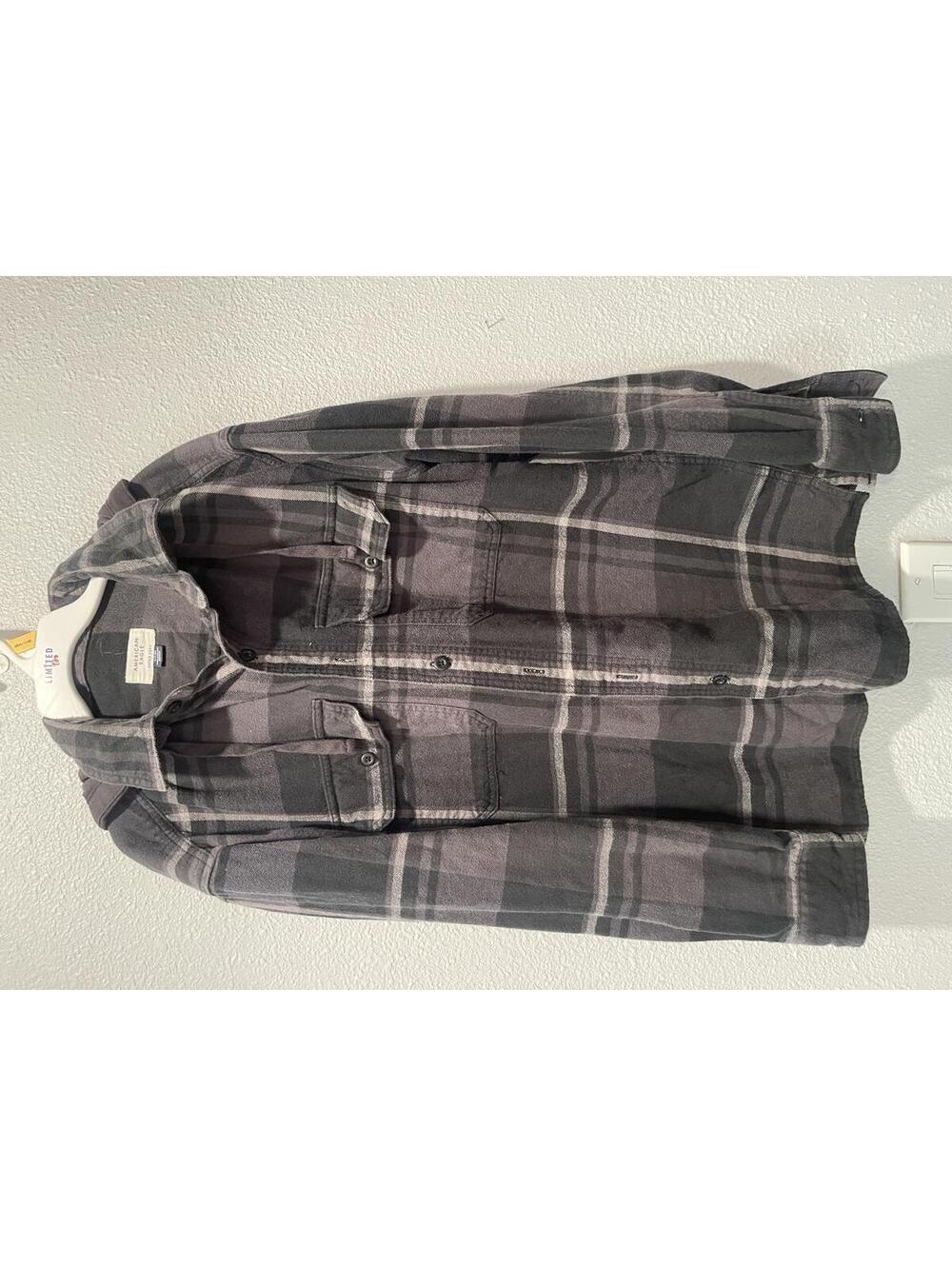 American Eagle Men's Flannel Shirt Jacket S w Removable Hood